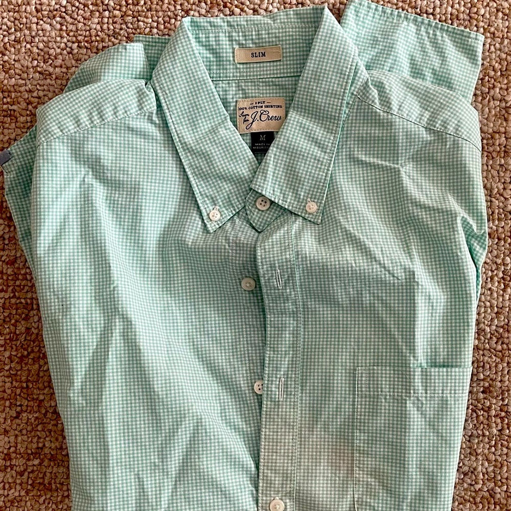 J Crew Green Button Down Slim M